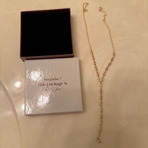 18k gold plated lariat necklace